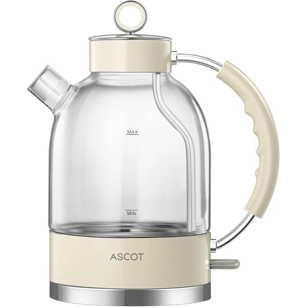 

1.5L Borosilicate Glass Electric Kettle, 1500W Tea Heater with Auto Function for Men, Women, and Families