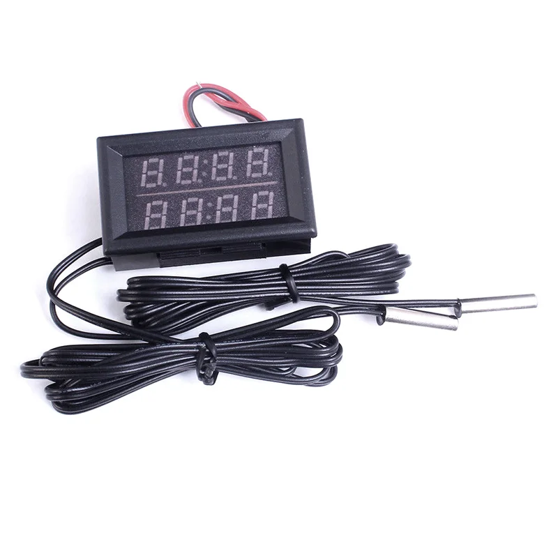 Dual Red LED Digital Display Thermometer Waterproof Temperature Sensor 0.56 Inch