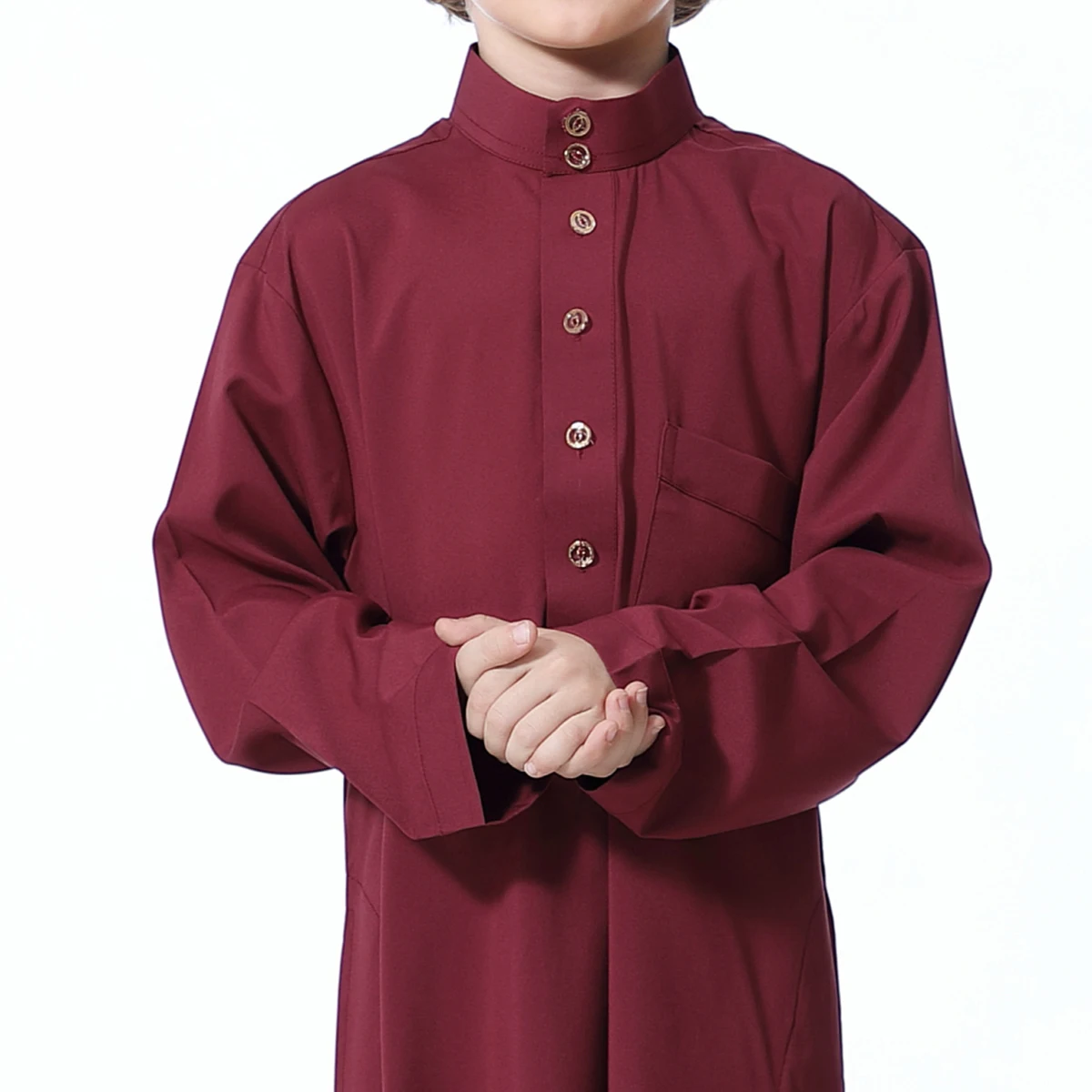 2024 Fashion Solid Baby Boys Thobe Muslim Clothes Long Islamic Dress Saudi Arabia Dubai Abayas Teen Kids TH877