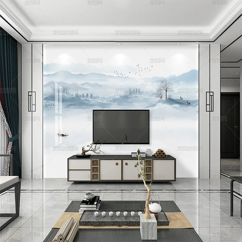 

Пользовательские 3D новые китайские чернила пейзажная живопись фреска гостиная ТВ фон стены спальня столовая обои 8d водонепроницаемые
