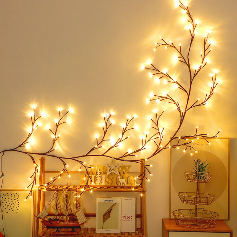 144LEDs Artificial Twinkle Willow Branch Lamp, USB rechargeable, Light Up Branch for Vases, Holiday Party, Indoor Decoration