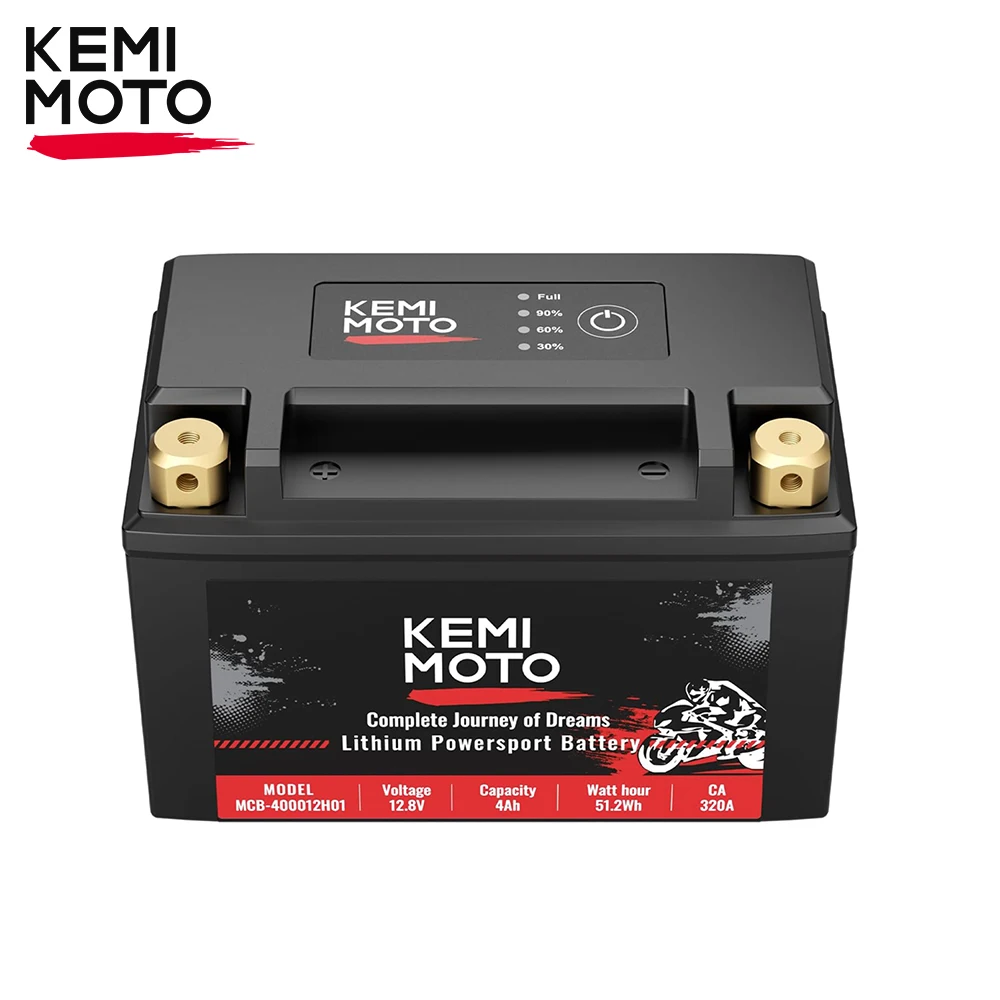 Batería de litio para motocicleta KEMIMOTO LiFePO4 12V 2.5Ah/4Ah/6Ah, batería pre-cargada para deportes de motor, universal para ATV, UTV, moto acuática