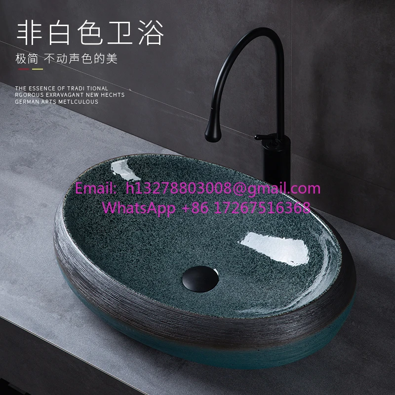 

Креативная сценическая раковина Художественная раковина Овальная раковина Одиночная бытовая керамическая раковина Балконная ванная комната