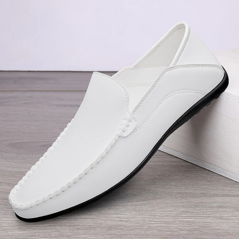 Plus Size 46 47 Genuine Leather Men Shoes Casual Brand Formal Mens Loafers Moccasins Italian Breathable Slip on Male Boat Shoes