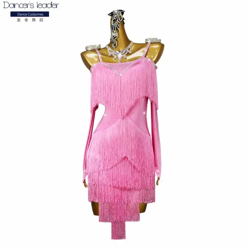 

Dance Dress Woman Sexy Latin Off-the-shoulder Dance Suit Adult Professional High-end Custom Cha-cha Tango Stage Costume Skirt