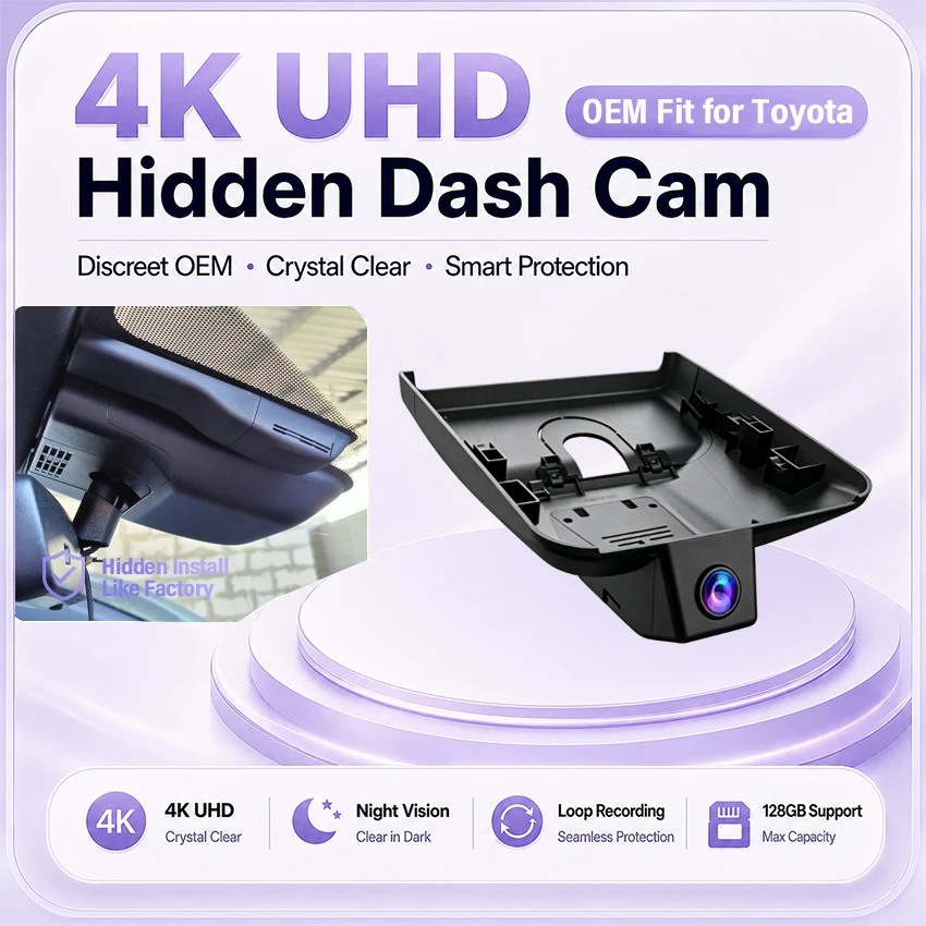 For Toyota BZ4X 2022-2026 Plug and Play 4K Dash Cam for Car Camera Recorder Dashcam WIFI Car Dvr Recording Devices Accessories