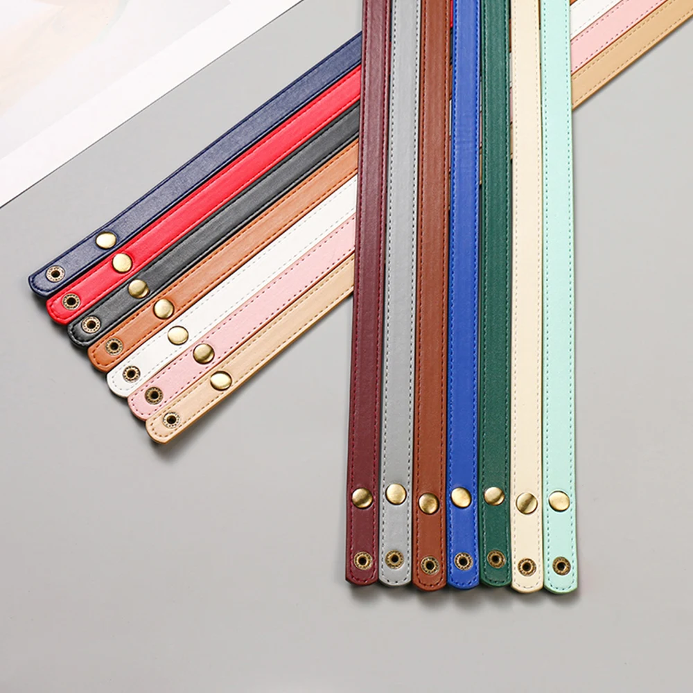 1Pcs 60cm Pu Leather Bag Strap with Snap 1.8cm Wide Women Shoulder Bag Handle for Handbag Replacement Handles Bag Accessories