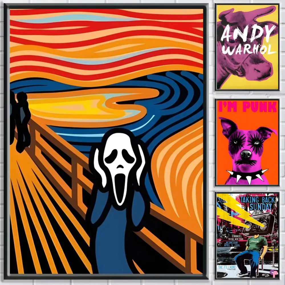 A-Andy Warhol KUNST-Poster für Schlafzimmer, Wohnzimmer, Arbeitszimmer und mehr, selbstklebende Dekoration + perfektes Geschenk