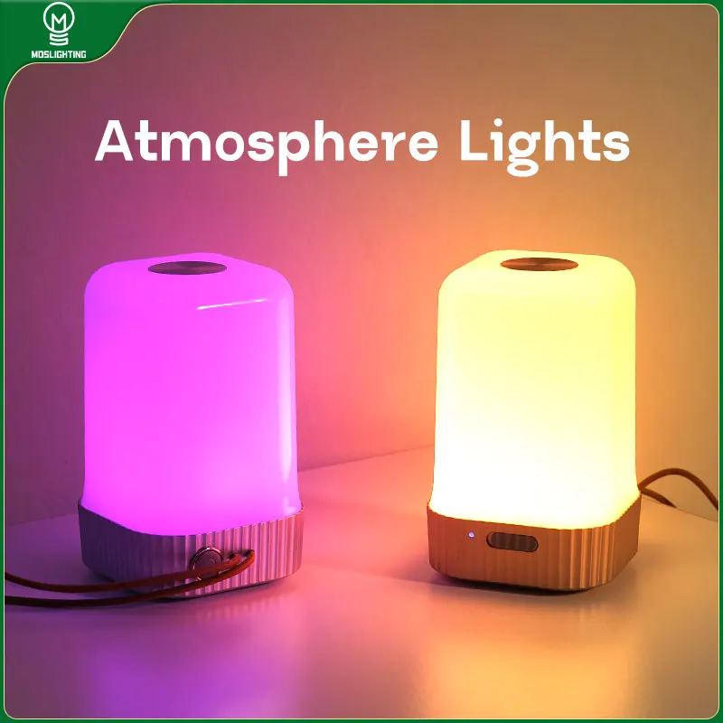 

MOSLIGHTING Rechargeable LED Camping Light Outdoor Colorful Ambient Light Camping BBQ Tents Hanging Lantern Emergency Power Bank