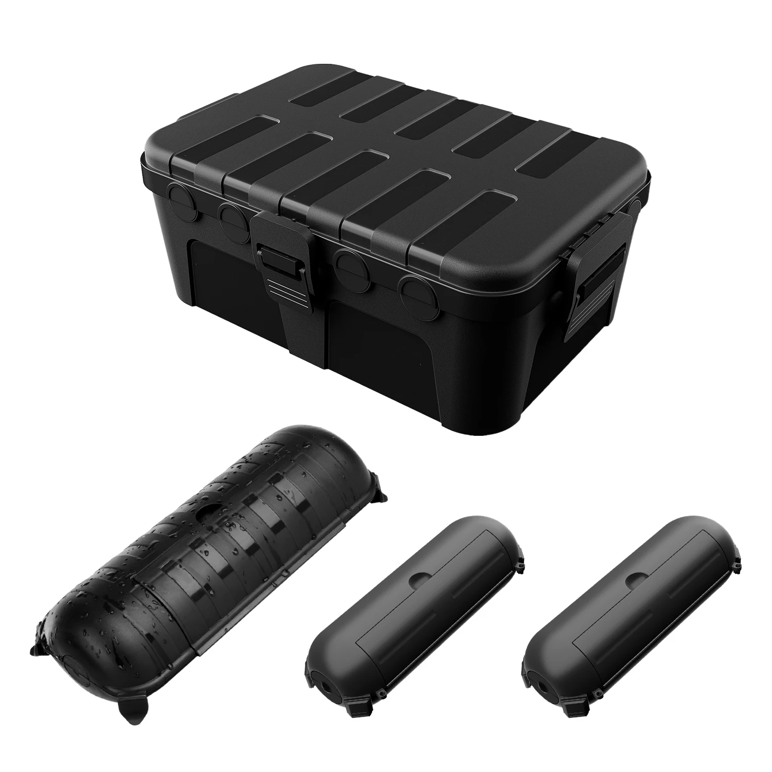 4개 세트 완전 방수 전기 박스 야외용 1개 대형 & 1개 소형 박스 & 2개 미니 코드 보호기 야외 플러그/전원 스트립용