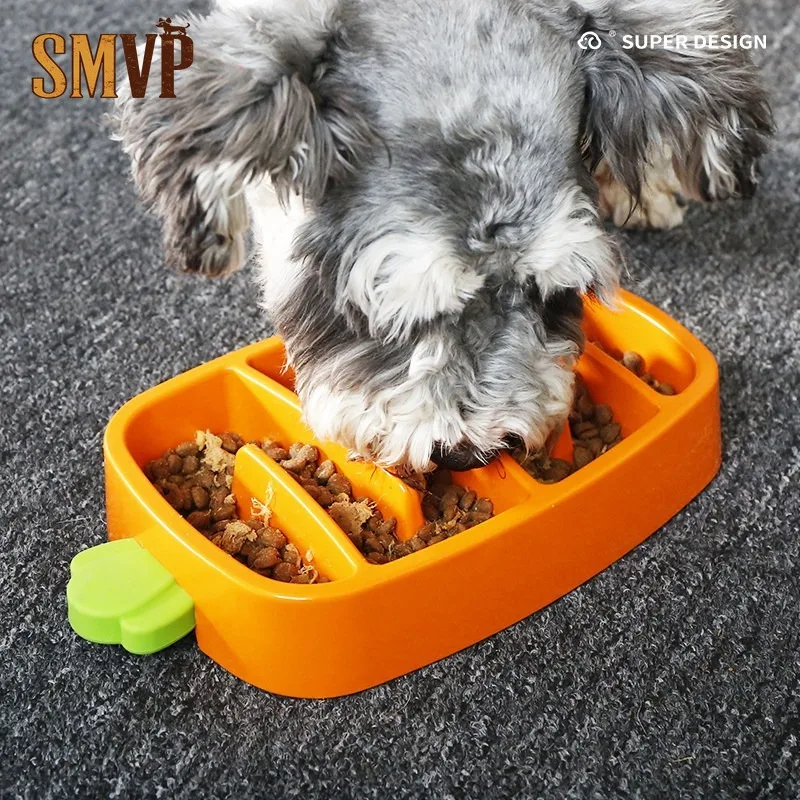 

Cute Carrot Shaped Pet Slow Food Bowl Anti Choking Rice Basin Water Basin Pet Supplies Anti Choking and Anti Slip Design