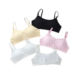 5PC Girls' Bra Elastic Sling Vest Cotton Girls' Wrapped Bra Underwear Children 8, 10, 12, 14 Year Old Student Training Bra