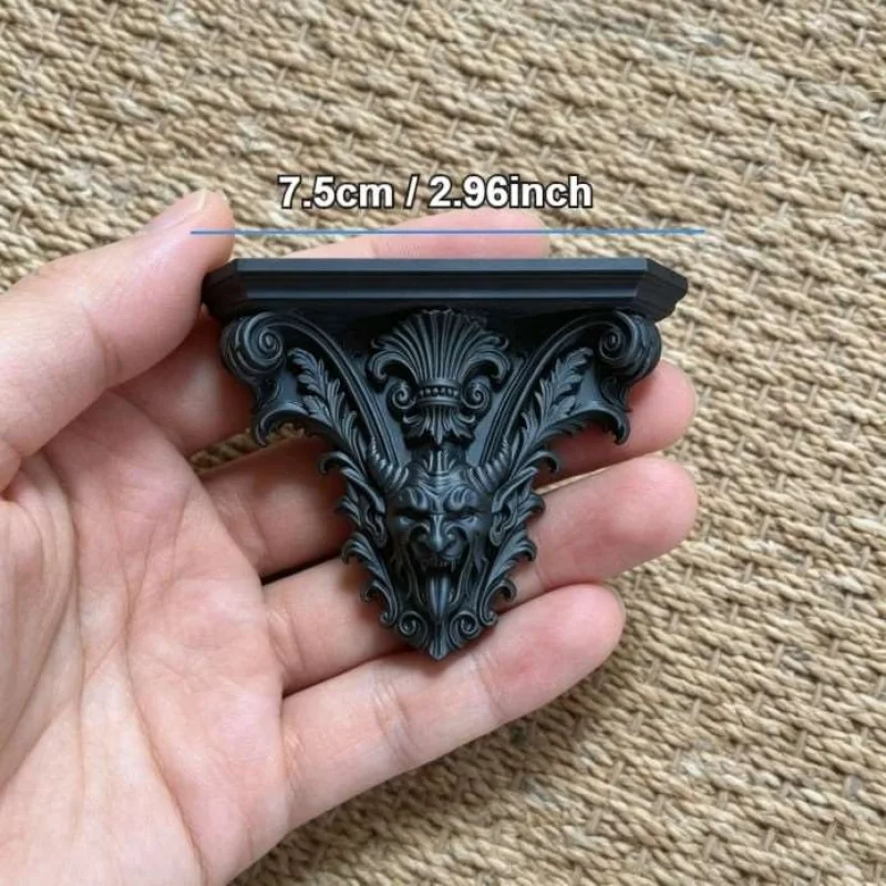 Mini Gothic Wall Mount Shelf Carved Leaf Beast Face 1:6 1:12 Dollhouse French Relief Decor Bracket
