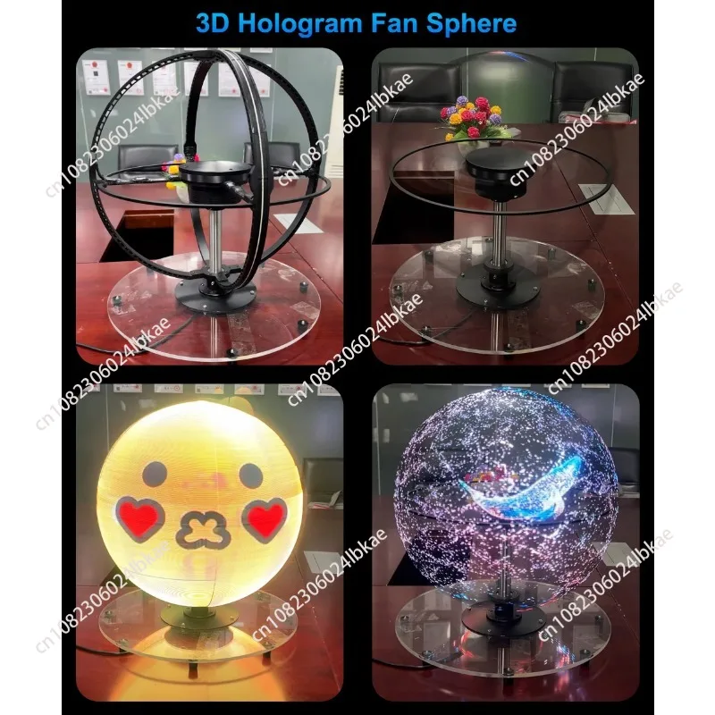 Premium 50cm Light Emitting Diode Holographic Fan 360 Degree Mini Light Emitting Diode Fan Projector Holographic Fan