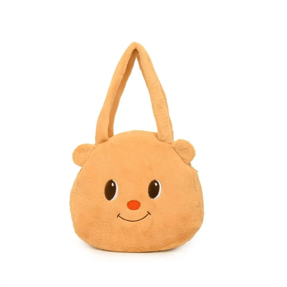 Fashion Cartoon Butter Bear Shoulders Bag Cute Plush Handbag High-capacity Printing Makeup Bag Women