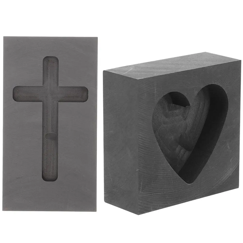 

2 Pcs Heart-Shaped Mold Bar Casting Make Rod Graphite Molds for Copper Silver Metal