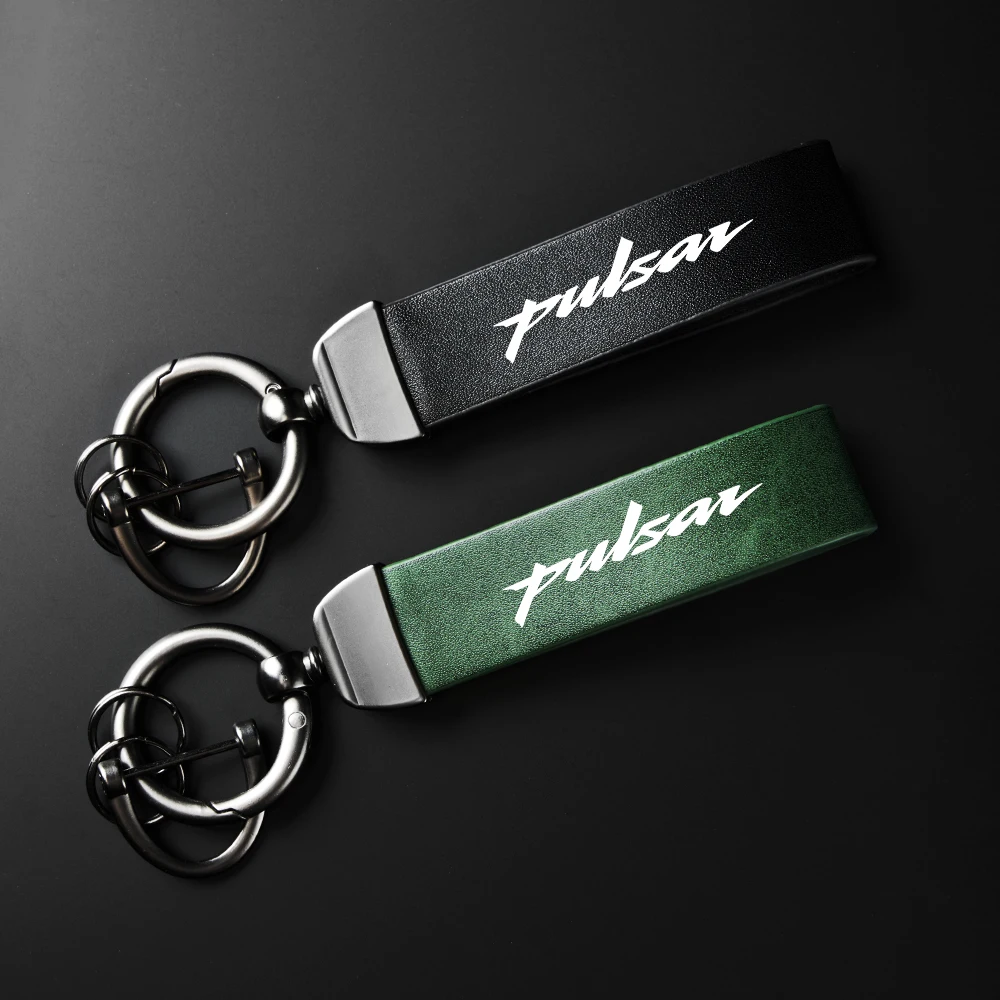 

For Bajaj Pulsar RS/200 NS/200 200 A with logo Motorcycle High-Grade leather Keychain Holder Carbon Leather Keyring Accessories
