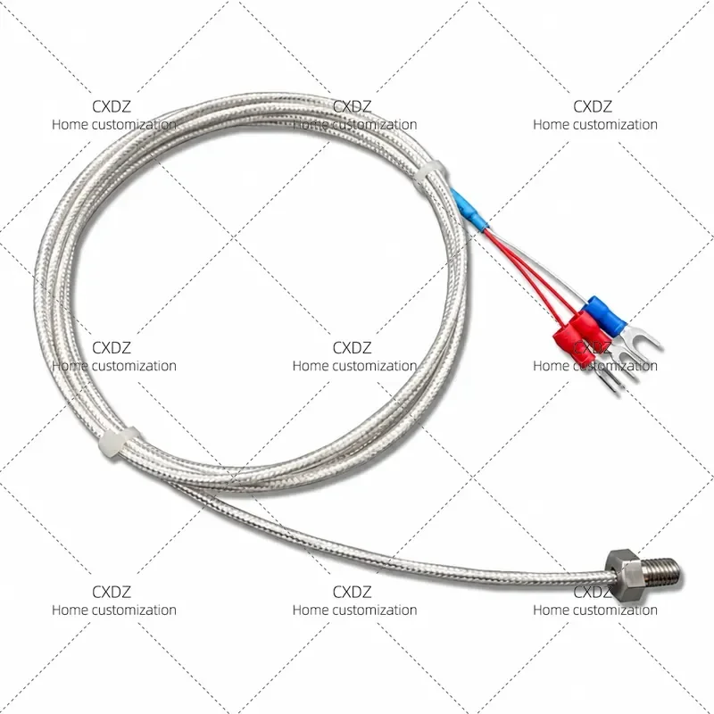 10pcs M4 M5 M6 Threaded Fixed Temperature Sensor PT100 Waterproof Platinum Resistance Thermistor Probe for Industrial Use
