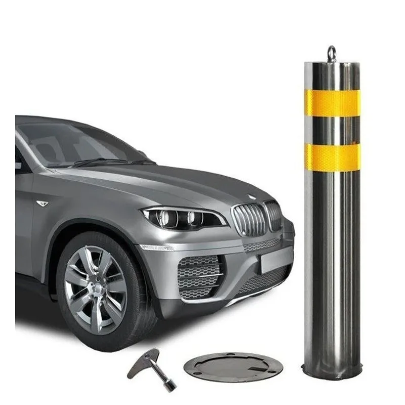 304 stainless steel warning column, movable pre-embedded thickened removable car blocking column