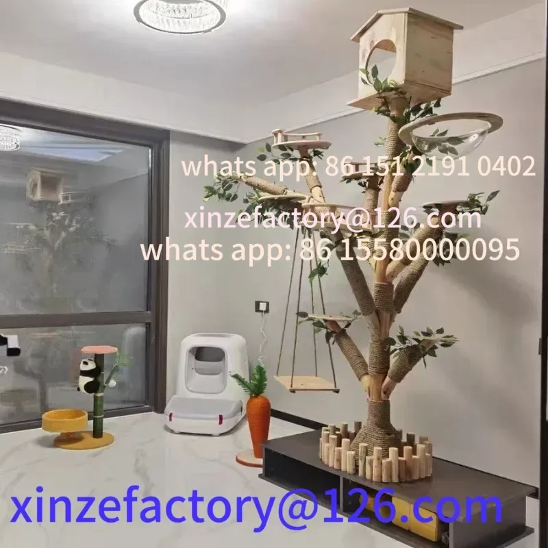 เตียงแมวไม้เนื้อแข็งที่ปรับแต่งได้ของโครงปีนเขารวมตัวขูดของเล่นที่ทนต่อการสึกหรอ