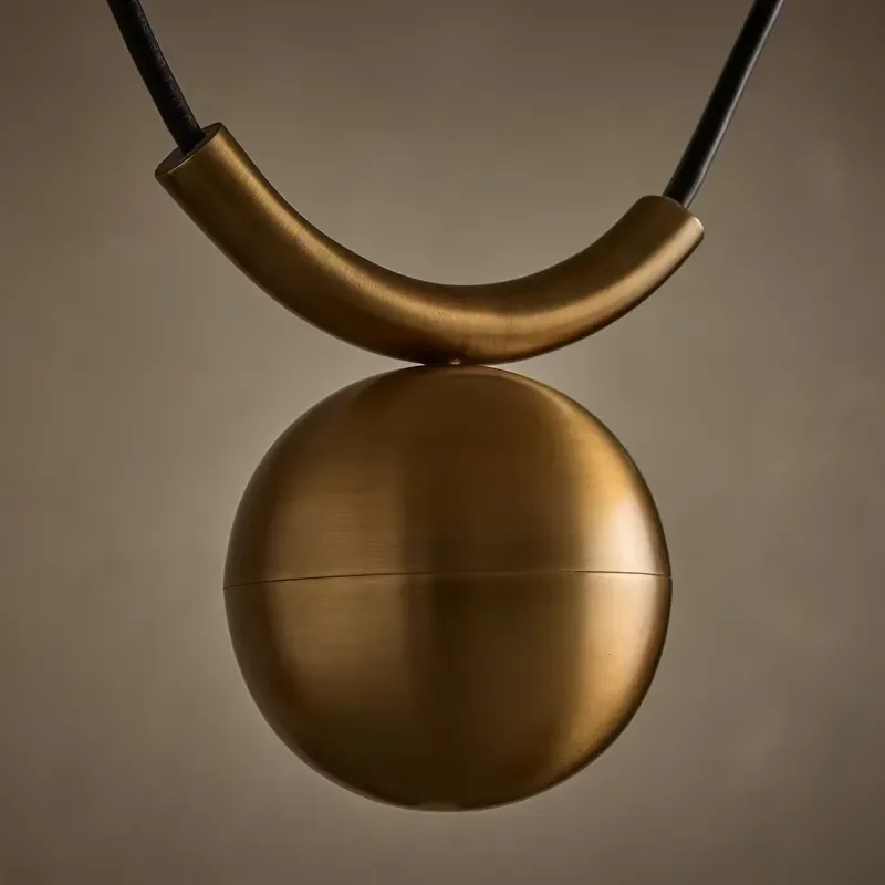 Vintage Modern Adjustable Brass Pendant Lamp Dome Shade Hanging Light for Villa Dining Area Kitchen Bar Hotel Interior view 2