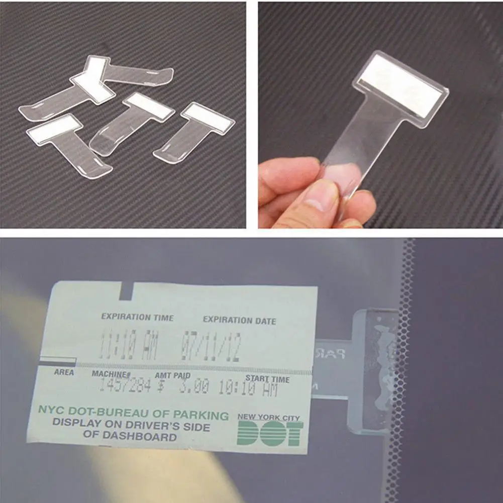 

2/4Pcs Permit Card Bill Holder Parking Receipt Holder Clip Sticker Car Windscreen Window Fastener Sticker Tickets Folder