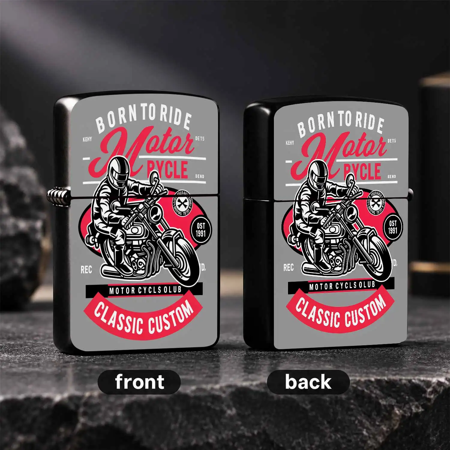 Vintage Motorcycle Themed Lighter, Classic Custom Born Topattern Portable Igniter, Multi-Scene Applicable Practical Accessory, Ideal Gift For Motorcycle Enthusiasts, Daily Carry Delicate Souvenir Present For Friends And A Humorous And Inter