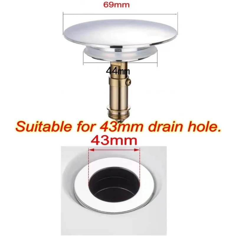 New! High-Quality For Wash Basin Bounce Drainage Filter Pure Copper Bounce Cover Up And Down Press Type Drain Device Filter