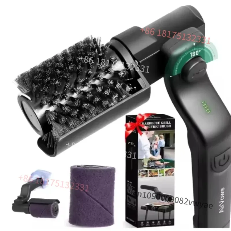Electric grill brush for cleaning heavy grease stains on grills