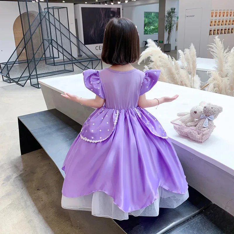 Vestido de princesa Sofía para niñas, disfraz de fiesta de cumpleaños, Vestido morado de verano para niños, Vestido de lujo para Cosplay de Halloween para bebés