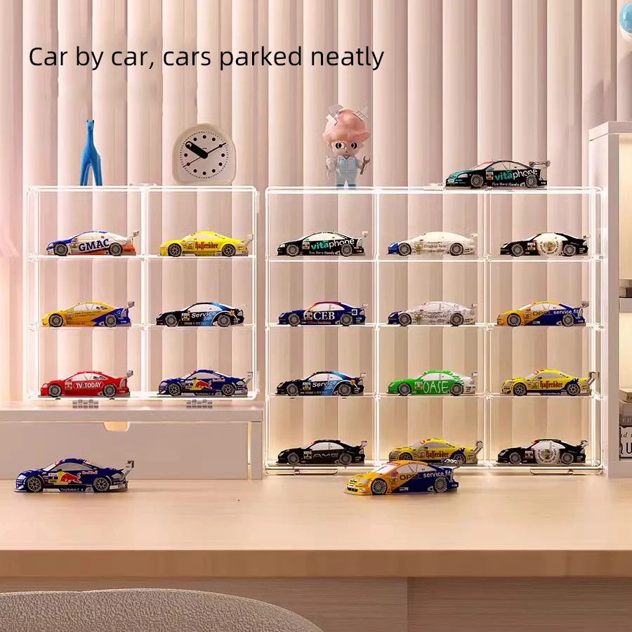 Car Model Storage Box 1:64 alloy matchbox model storage separation transparent race car shelving