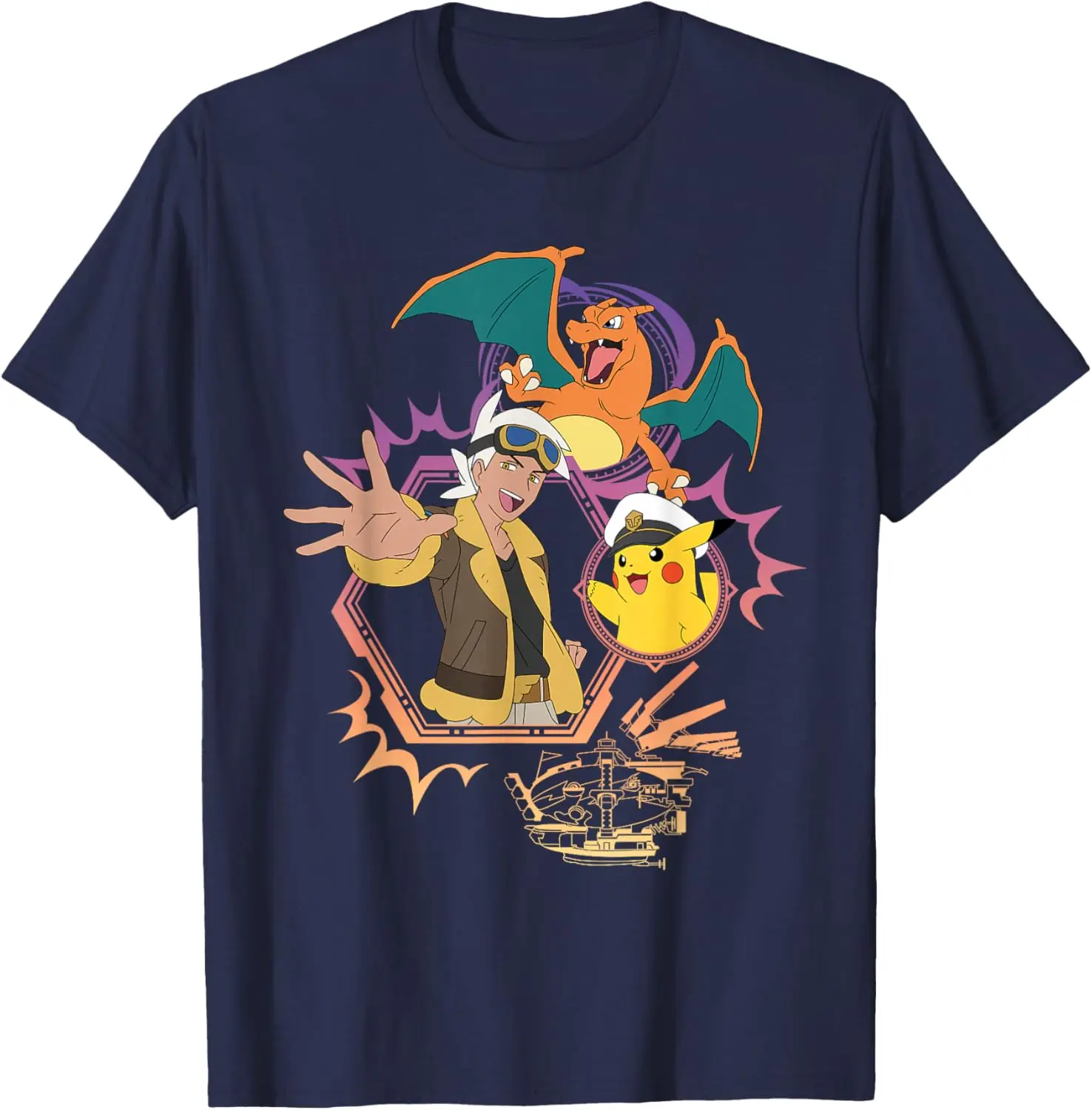 Pokémon - Horizons Friede Captain Pikachu Charizard T-Shirt S-6XL