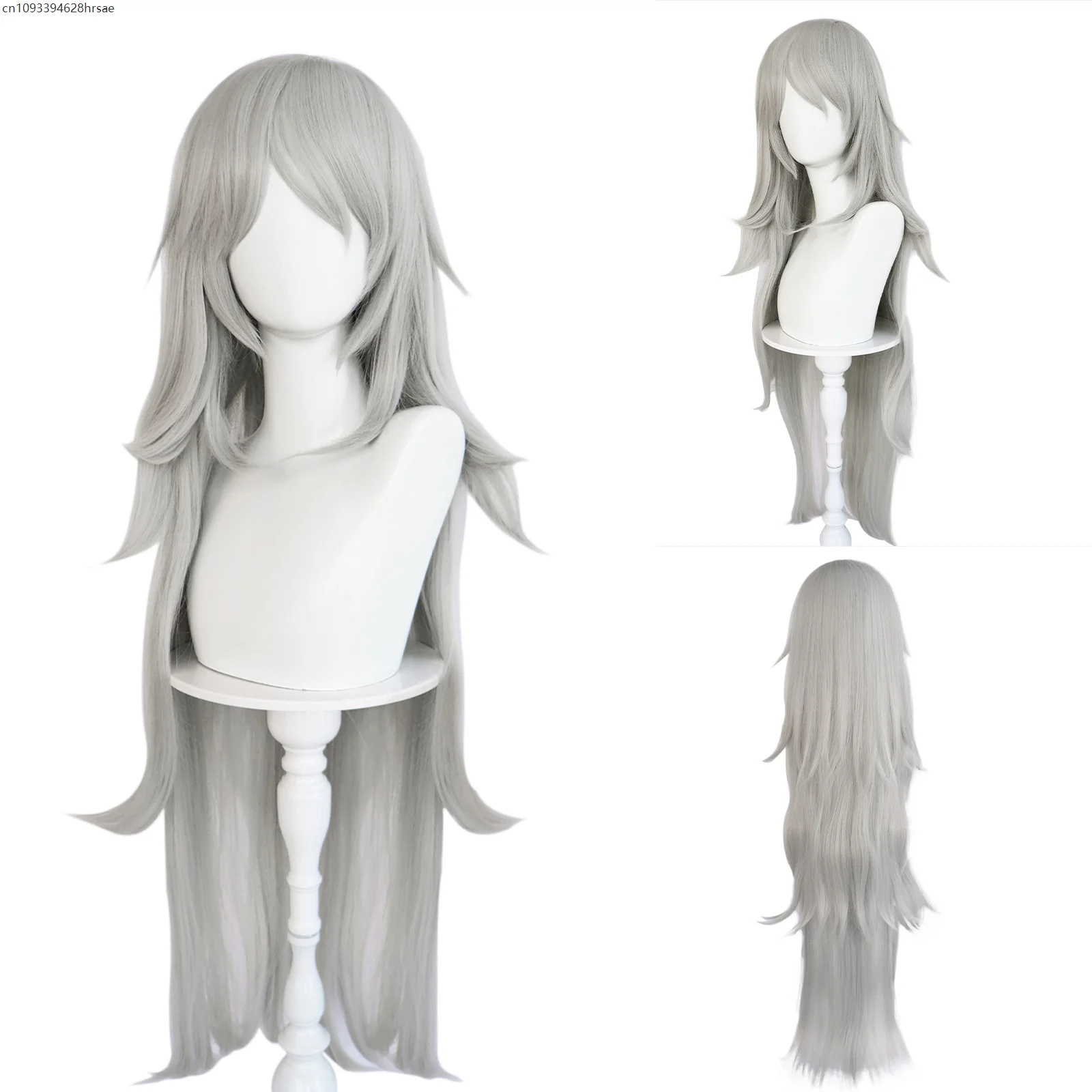 

Anime Cosplay Wigs Long Grey Heat Resistant Synthetic Hair Halloween Party Role Play Carnival Costume Props