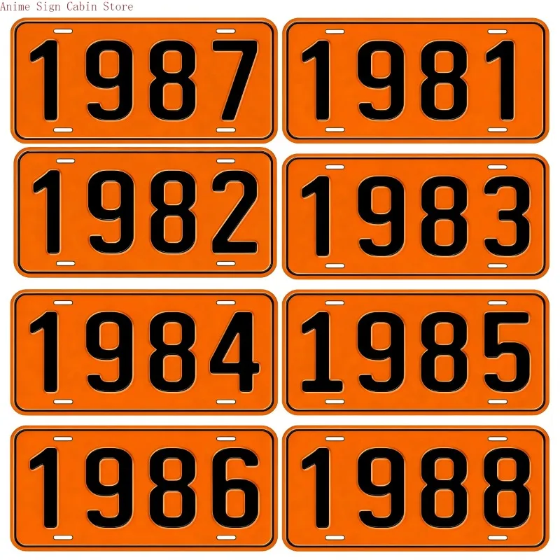 2D Flat 1980-1989 Aluminium-Nummernschild – klassisches Nummernschild, Vintage-Metallschild für Wandkunst, Männerhöhle, Geschenk für Papa, Opa