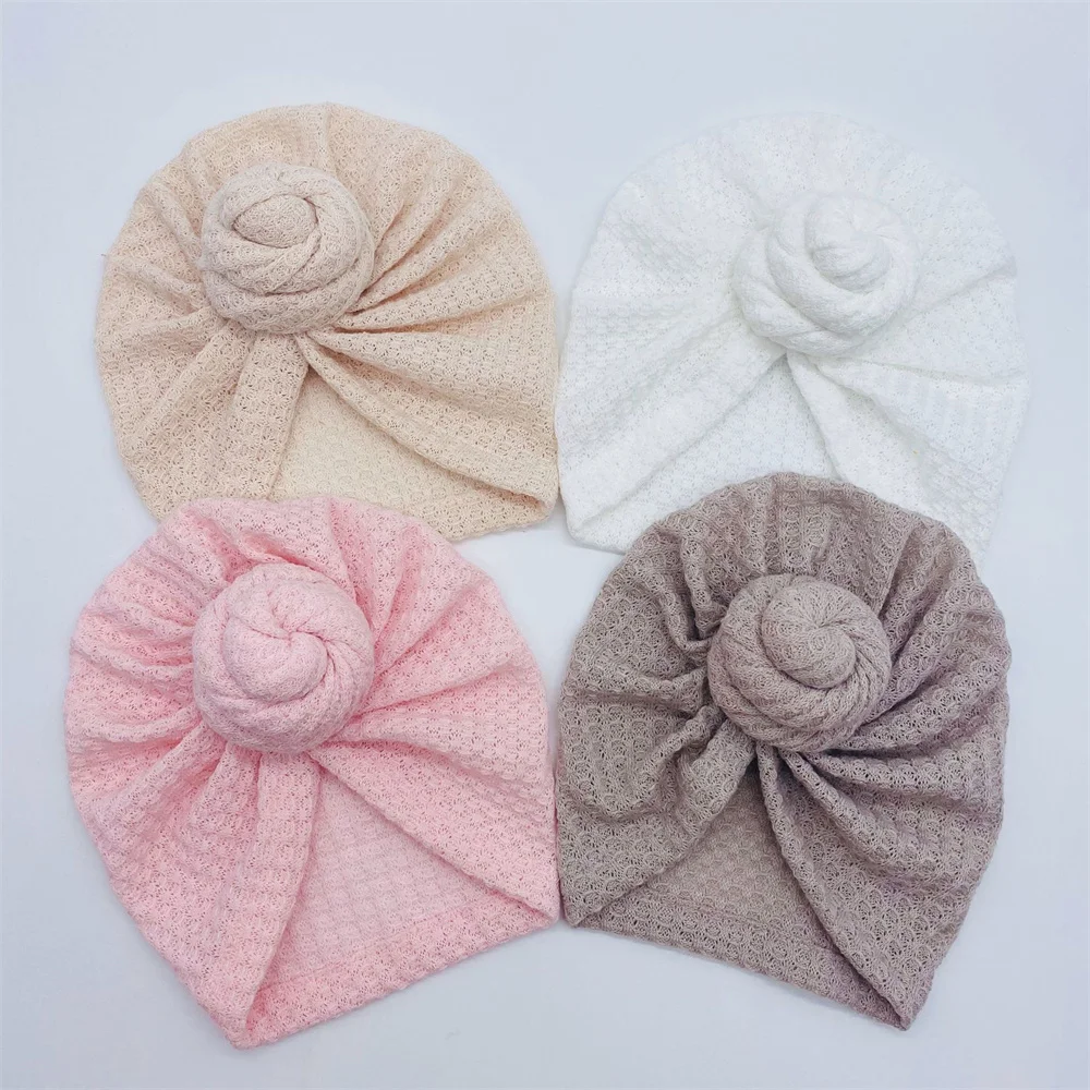 Effen Donut Tulband Baby Meisje Cap Winter Warm Infant Hoed Elastische Kind Pasgeboren Hoofd Wraps Tulbanden Hoofdbanden Baby Haar Accessoires