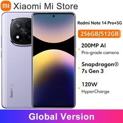 Xiaomi Redmi Note 14 Pro Plus 5G Global version Smartphone Snapdragon®7s Gen 3 120W HyperCharge 6.67 AMOLED display 200MP camera
