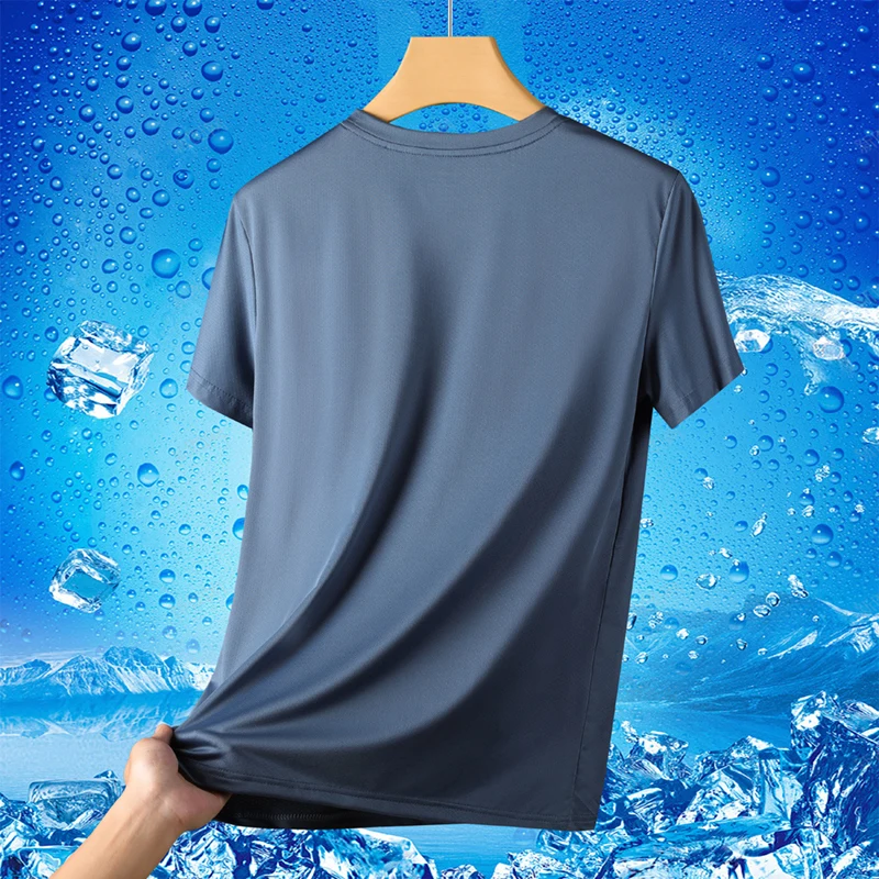 Men's Summer Short-Sleeved T-Shirt Quick Dry Outdoor Sports Leisure Trendy Printed Top for Students Youth