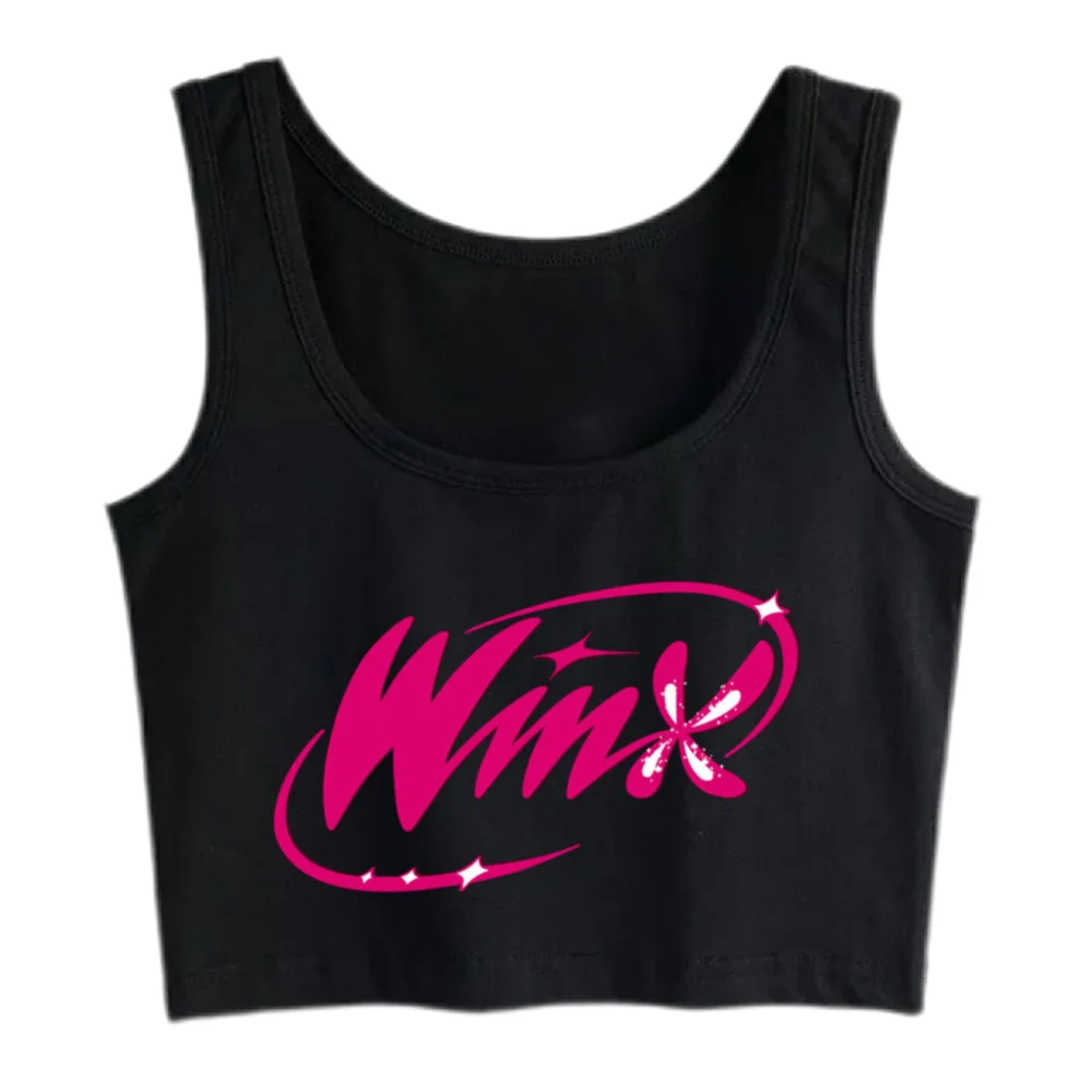 Winx Harajuku stampa Sexy Slim Fit Crop Top donna cotone sport Fitness Training canotte Street Fashion bella canotta