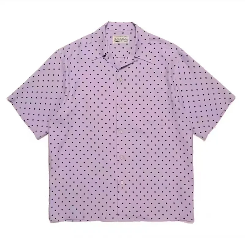 

AI Japanese Harajuku Men's Women's Summer WACKO MARIA Polka Dot Collar Best Quality Short Sleeve Shirt