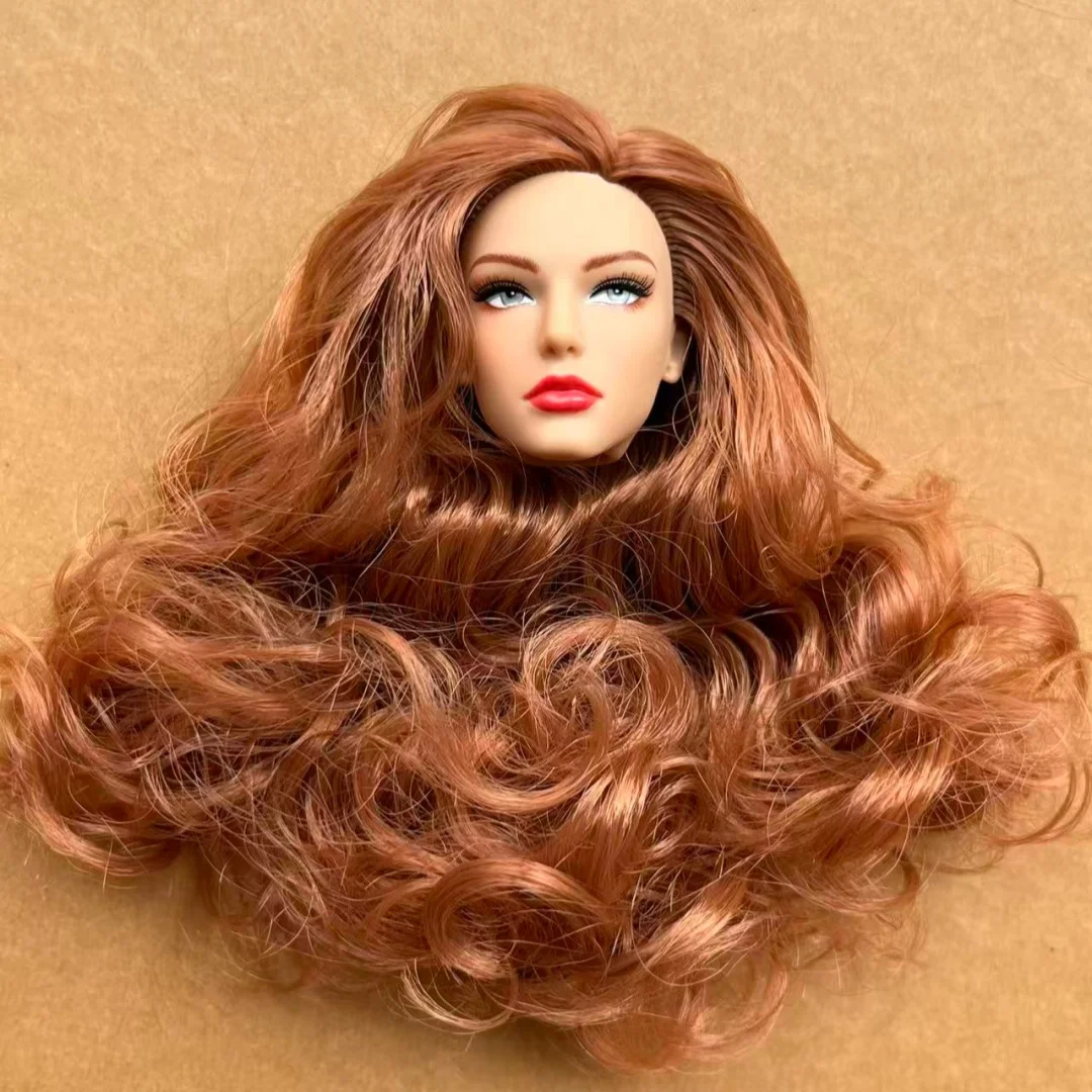 Beige Skin DC Supermodel Doll Head  Colorful Long Hair Doll Heads DIY Dressing Doll Figure Parts