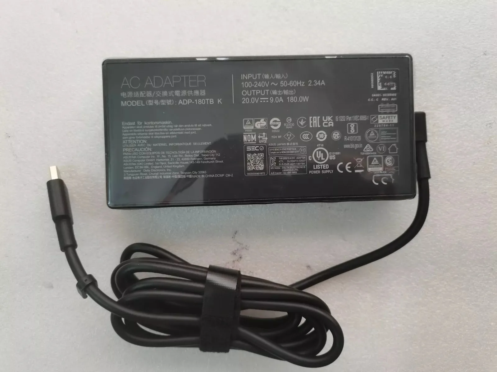 NEW For ASUS ROG Zephyrus G14 (2024) GA403 GA403UI-XS96 RTX4070 Laptop ADP-180TB K 20V 9A Rectangle Conn 180W AC Adapter OEM