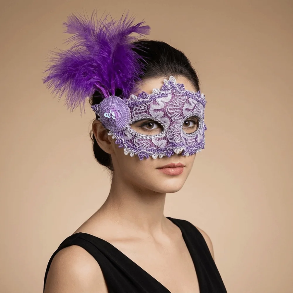 Multicolor Half-Face Mask Lace Cosplay Masquerade Ball Mask Masquerade Fancy Prom Halloween Festival Party Mask Costume Party