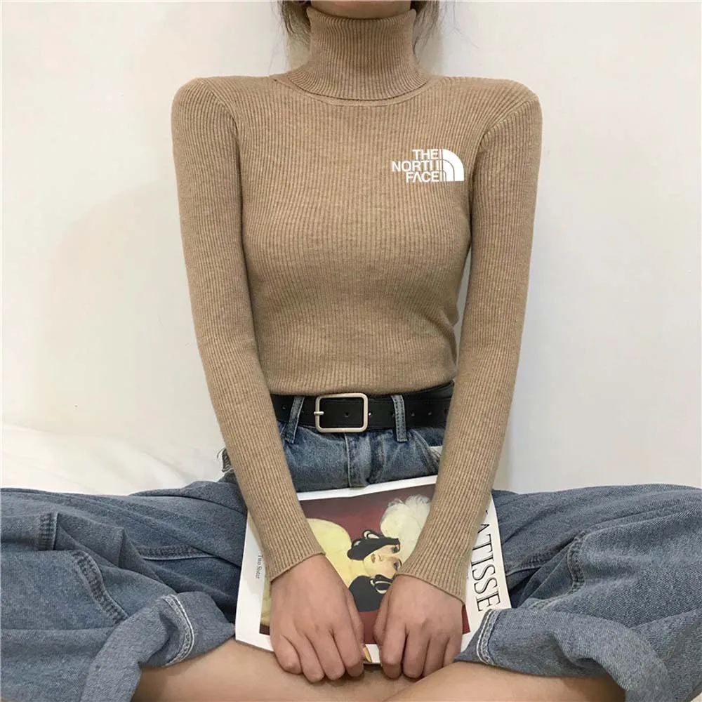 2024 Warm Thick Autumn Winter Women Sweater Pullover Basic Ribbed Sweaters Cotton Tops Knitted Solid Turtleneck With