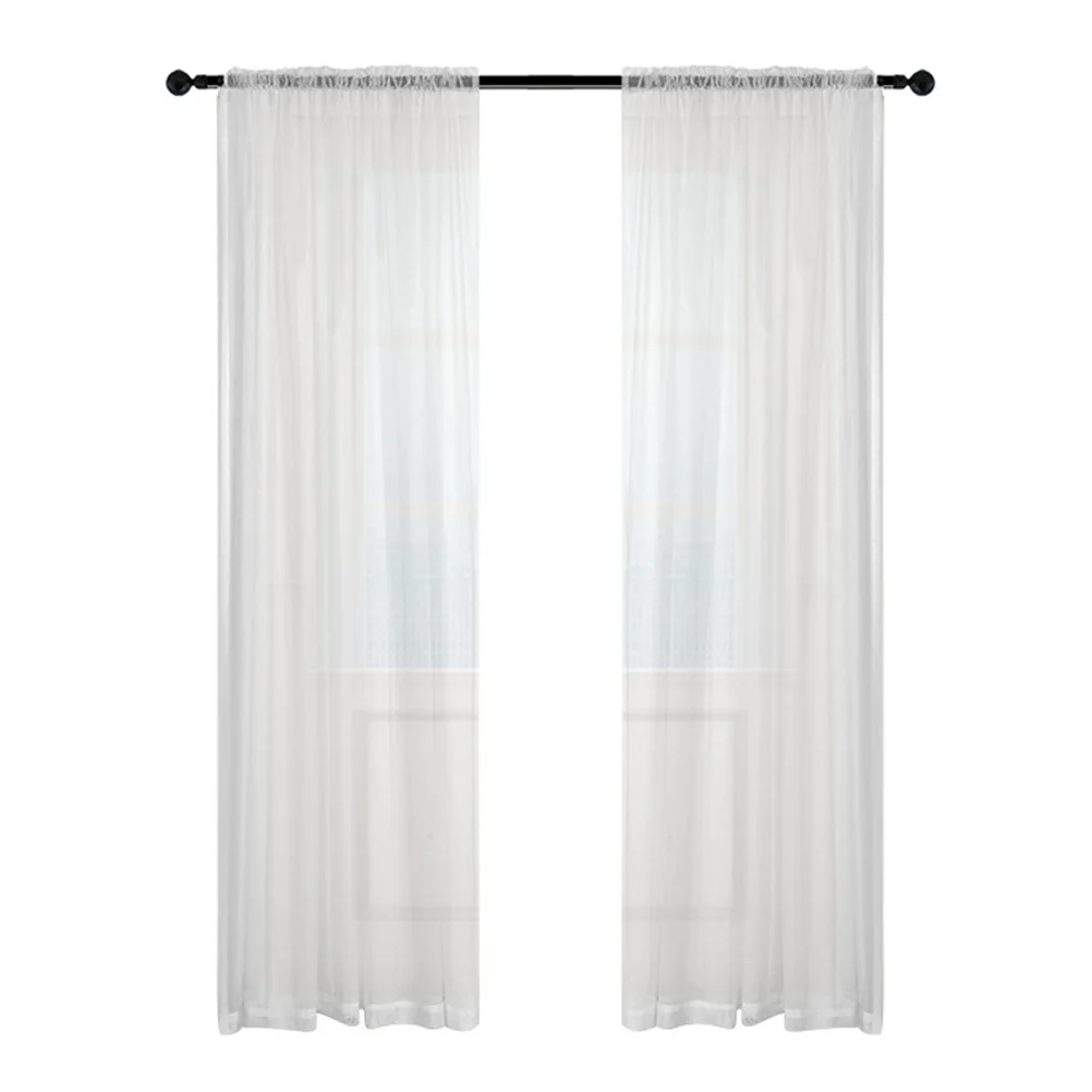 ستارة نافذة بيضاء شفافة من الفوال الشفاف مقاس 200 × 100 سم ستائر نافذة لغرفة النوم وغرفة المعيشة حماية من الضوء الطبيعي