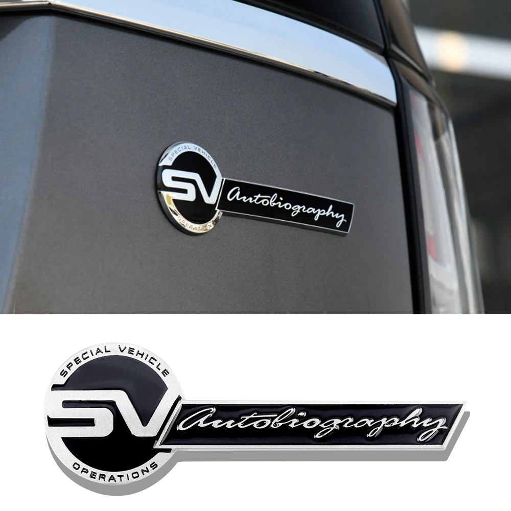 1PCS 3D Metallic SV SVR Badge Sticker Car Front Grille Decorative Sticker For Land Rover Evoque Range Rover Defender SVR Sport