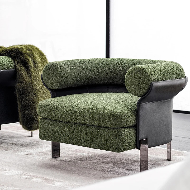 

Italian Style Light Luxury Fabric Leisure Soft Sofa Chair Minimalist Designer Model Room Modern Single Chair