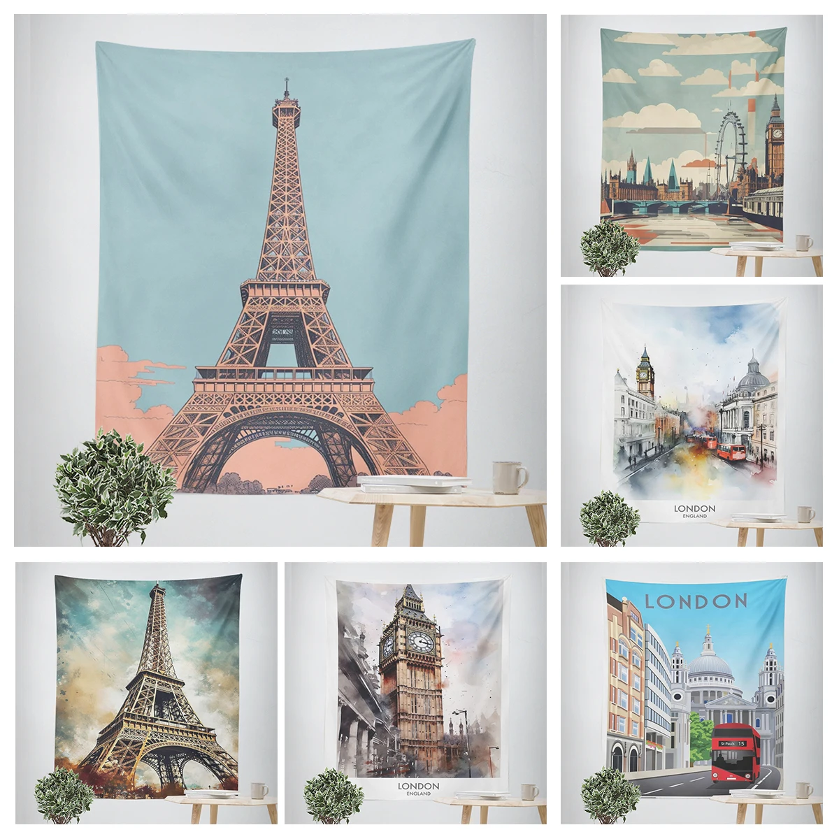 

Home decorations modern room decor wall tapestry aesthetic bedroom aesthetic wall art large fabric Tower scenery tapestrys