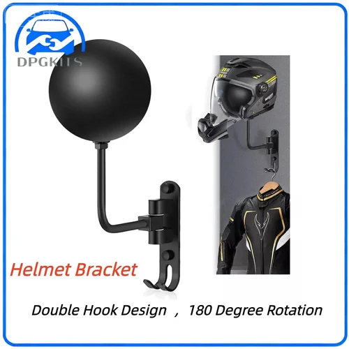 DPGKITS 1 pieza soporte colgante para casco de motocicleta soporte para casco estilo gancho estante para ropa de ciclismo 180 °   Gancho doble de rotación resistente al agua