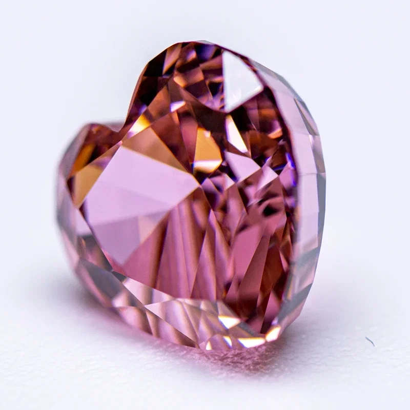 

Cubic Zirconia Crushed Ice Cut No Certificate Heart Shape Padparadscha Color Charms Beads for