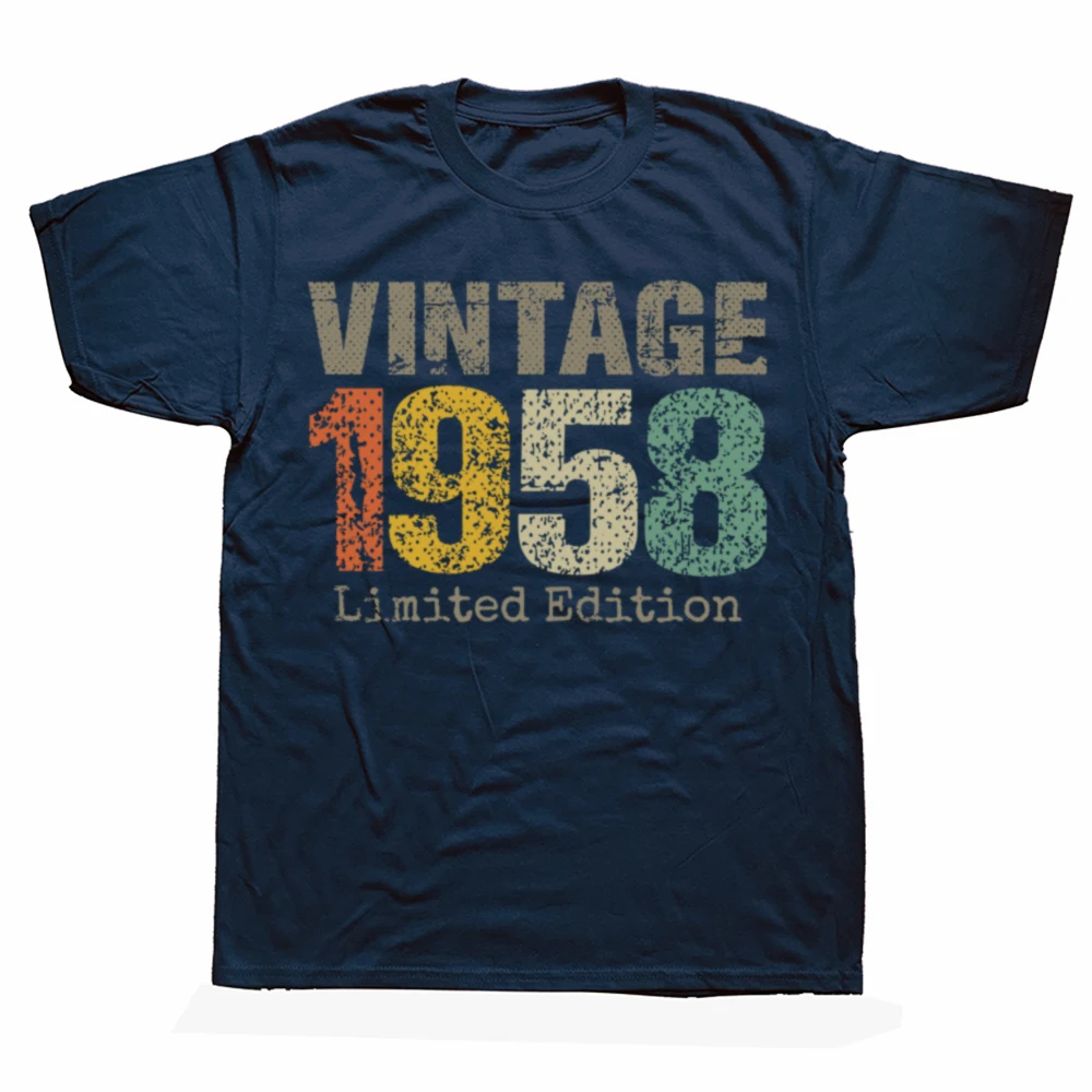 Funny 66 Year Old Gifts Vintage 1958 Limited Edition T-shirts Men Women's Fashion Tshirt 100% Cotton Loose Oversized T Shirt